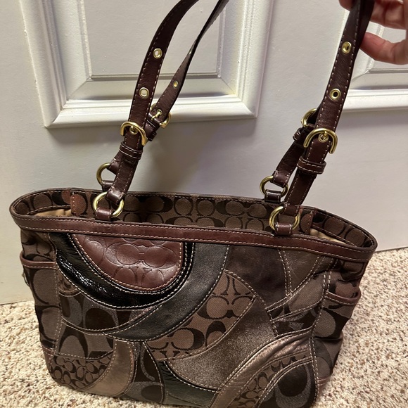 Coach Accessories - Coach Brown and Black Patchwork Shoulder Bag